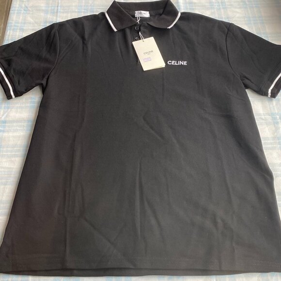 CelineClassic Black Polo Shirt With Lapel Design - Picture 1 of 9